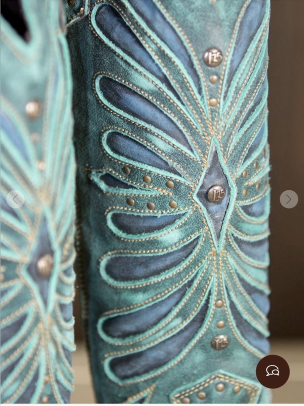 Liberty Black Turquoise Vintage Inlay Leather Cowboy Boots Size 9 GUC - Picture 13 of 16